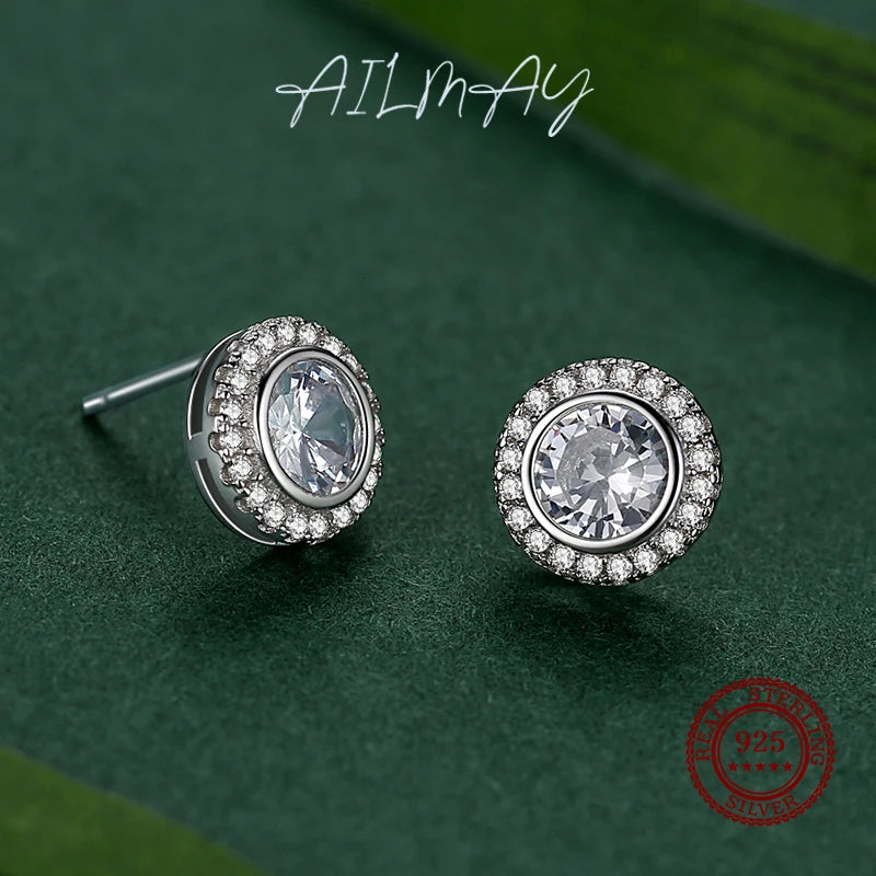 1. gioielli - Orecchini Ailmay tondi con zirconi in argento sterling 925